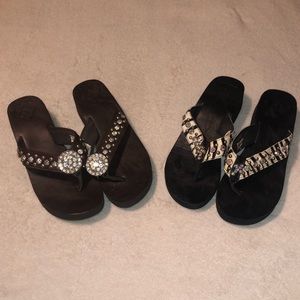 Cowgirl Jewel Size 9 flipflops (two pair)